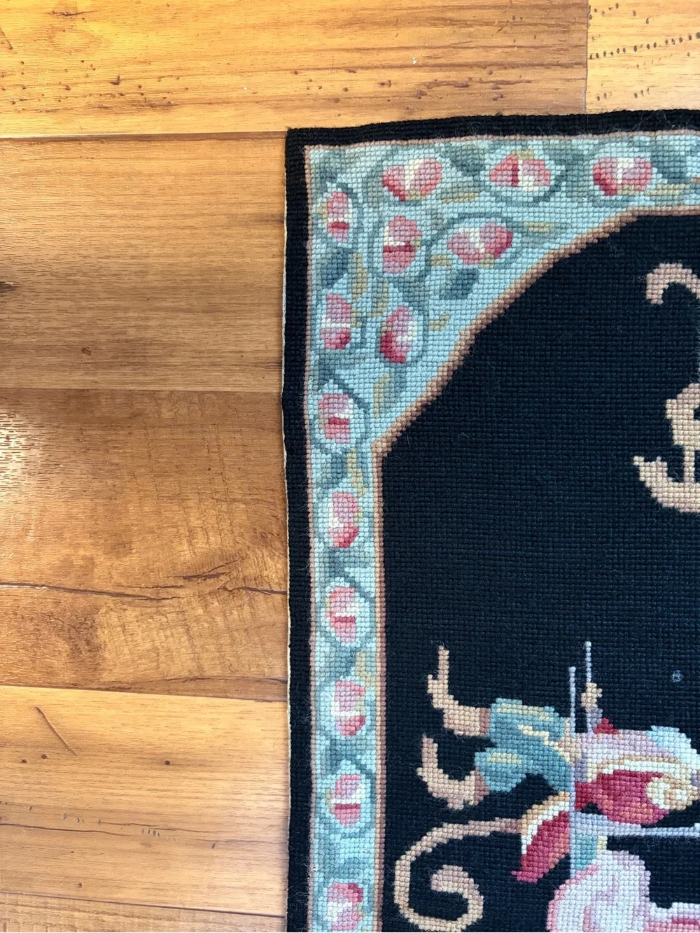 Aubusson Needlepoint Rug-Handmade 100% Wool 2001 China 48 inches X 29 Inches EUC
